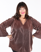 Shimmering bronze top V neck - Mat