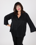 Shimmering black V-neck top - Matt