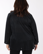 Shimmering black V-neck top - Matt