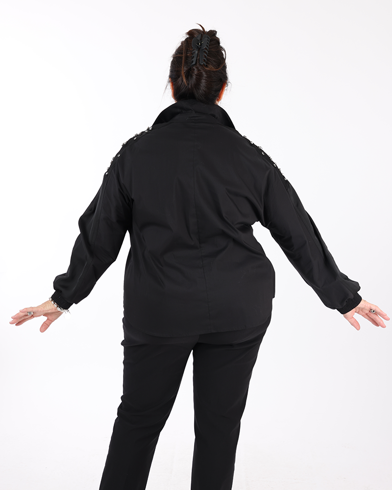 Black shirt with sparkling stones  - MAT