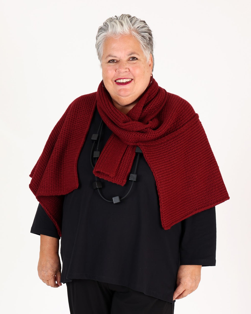 Burgundy knitted wrap to drape – MAT