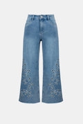 Jean court brodé en denim Repreve®  - Joseph Ribkoff