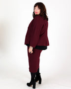 Héra burgundy straight midi skirt with back slit – MAT