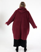 Manteau long à capuchon Alcazar Bordeaux – G!OZE