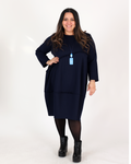 Original-cut navy blue straight dress – Marie la Lune