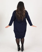 Original-cut navy blue straight dress – Marie la Lune