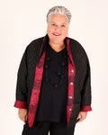 Black and Burgundy Quilted Floral Print Jacket – Parsley & Sage