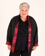 Black and Burgundy Quilted Floral Print Jacket – Parsley & Sage