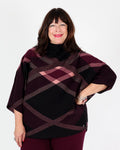 Brushed plaid burgundy knit with mock neck - Joseph Ribkoff