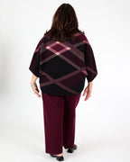 Brushed plaid burgundy knit with mock neck - Joseph Ribkoff