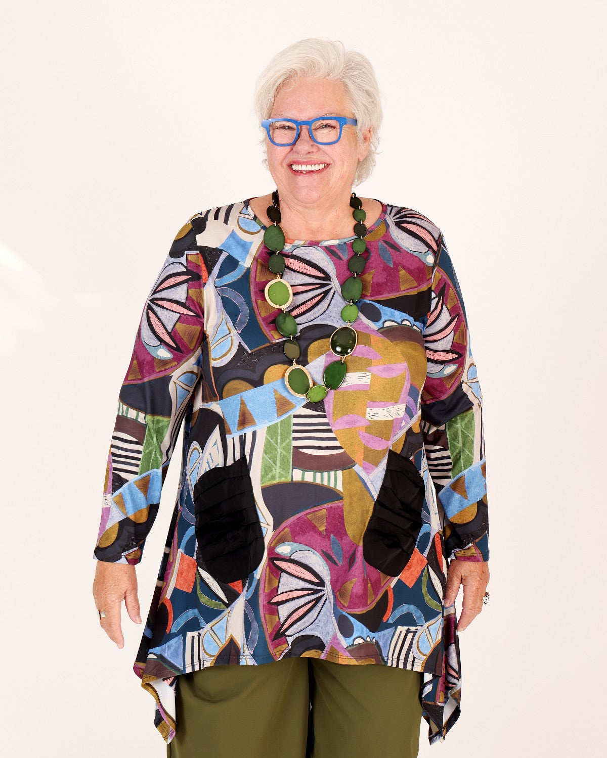 Tunique asymétrique imprimée multicolore – Kozan