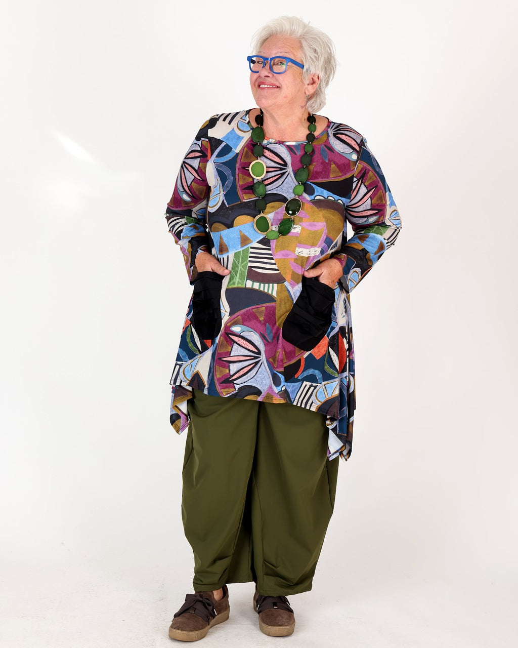 Tunique asymétrique imprimée multicolore – Kozan