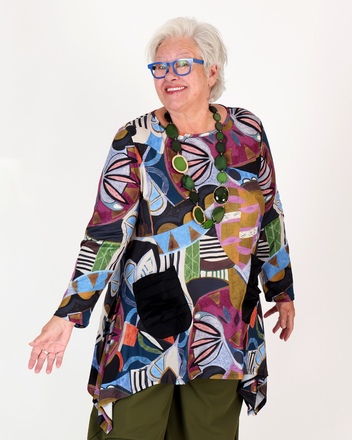 Tunique asymétrique imprimée multicolore – Kozan