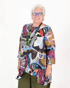 Tunique évasée asymétrique multicolore – Kozan