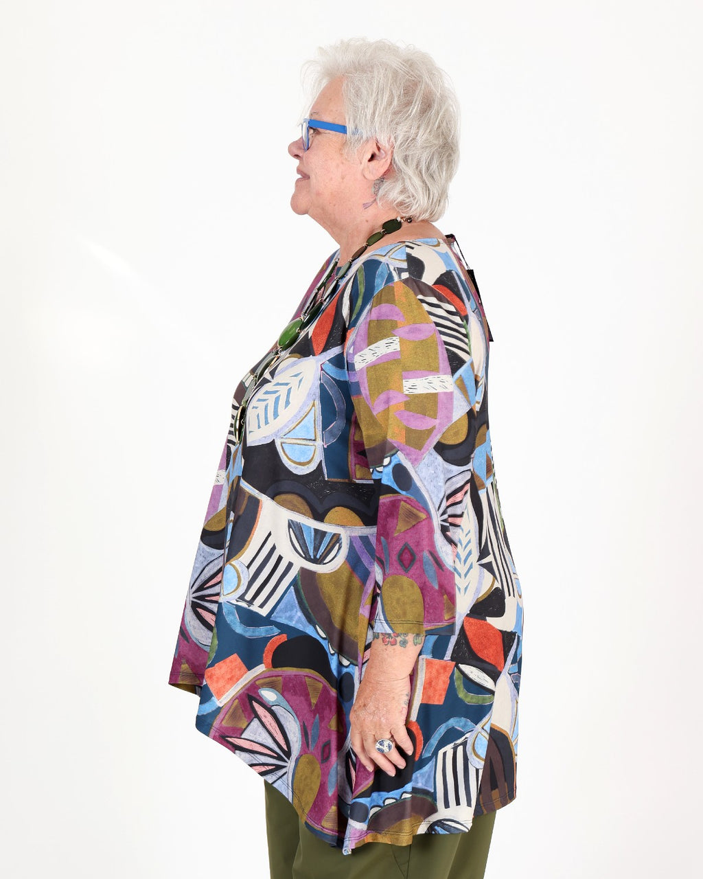 Tunique évasée asymétrique multicolore – Kozan