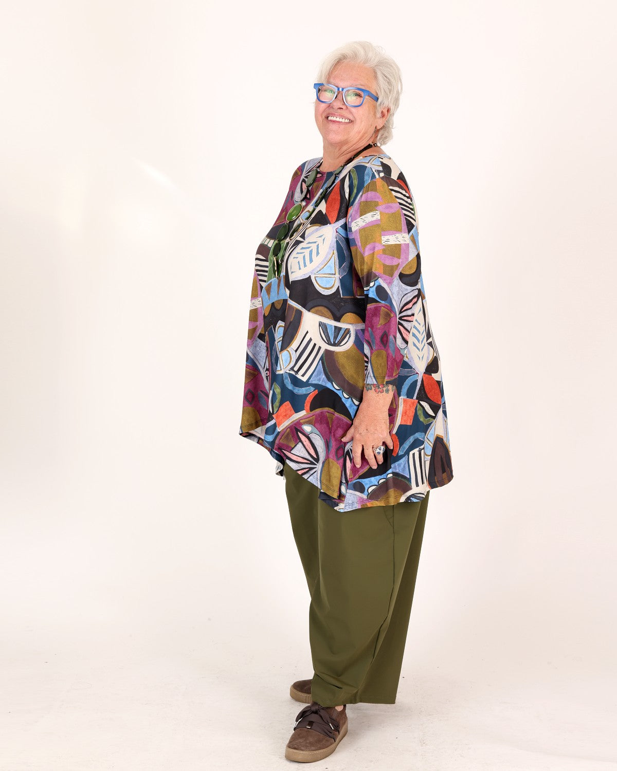 Tunique évasée asymétrique multicolore – Kozan