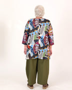 Tunique évasée asymétrique multicolore – Kozan