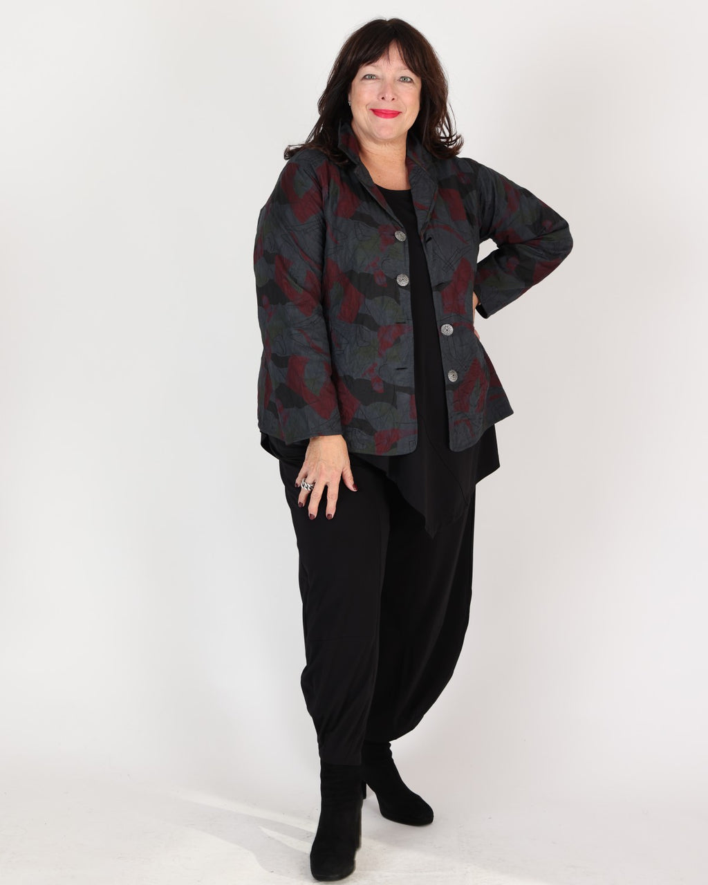 Burgundy and Gray floral print reversible jacket – Parsley & Sage