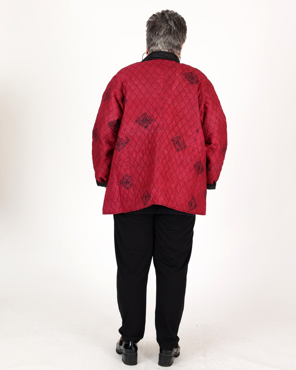 Black and Burgundy Quilted Floral Print Jacket – Parsley & Sage