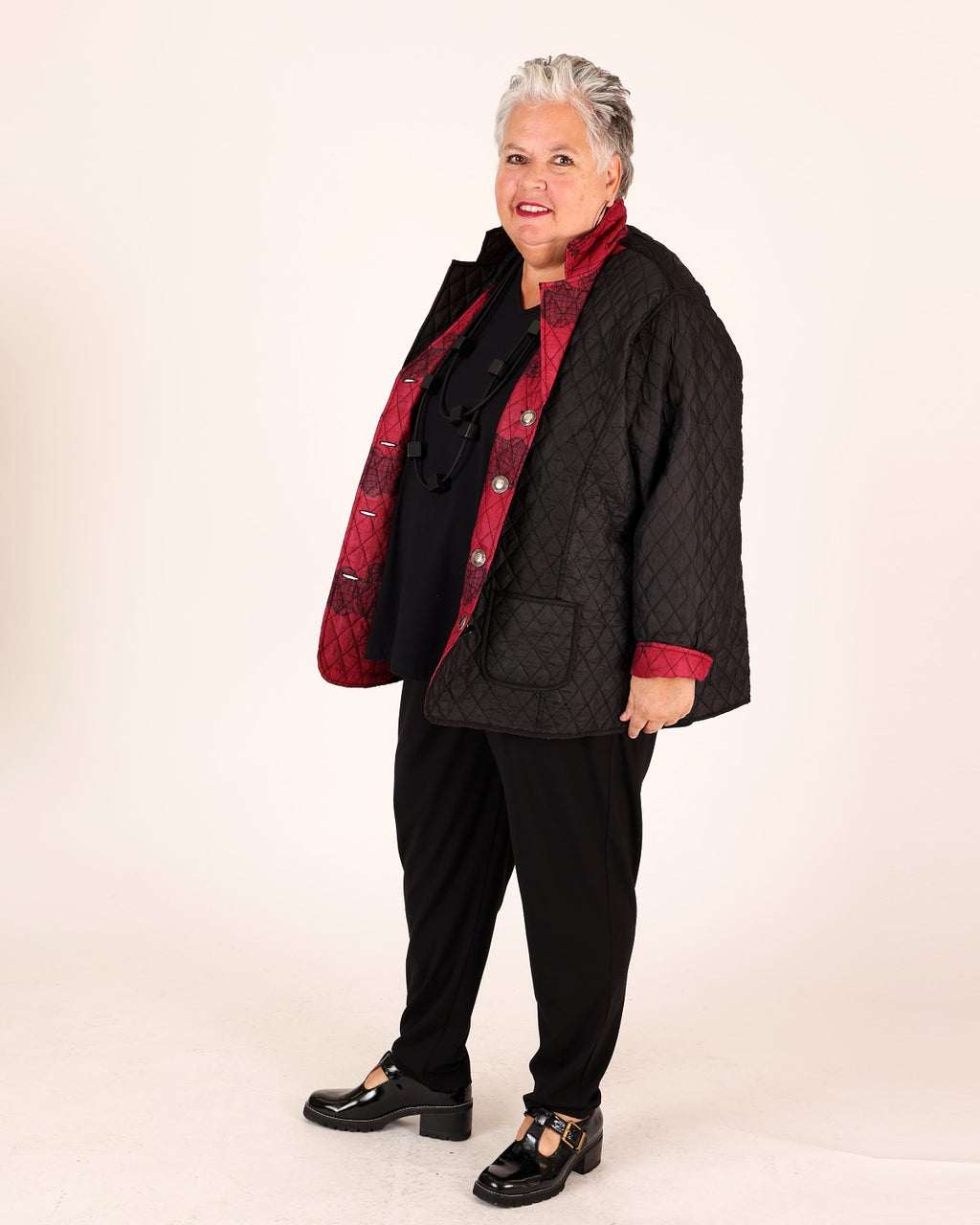 Black and Burgundy Quilted Floral Print Jacket – Parsley & Sage