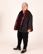 Black and Burgundy Quilted Floral Print Jacket – Parsley & Sage