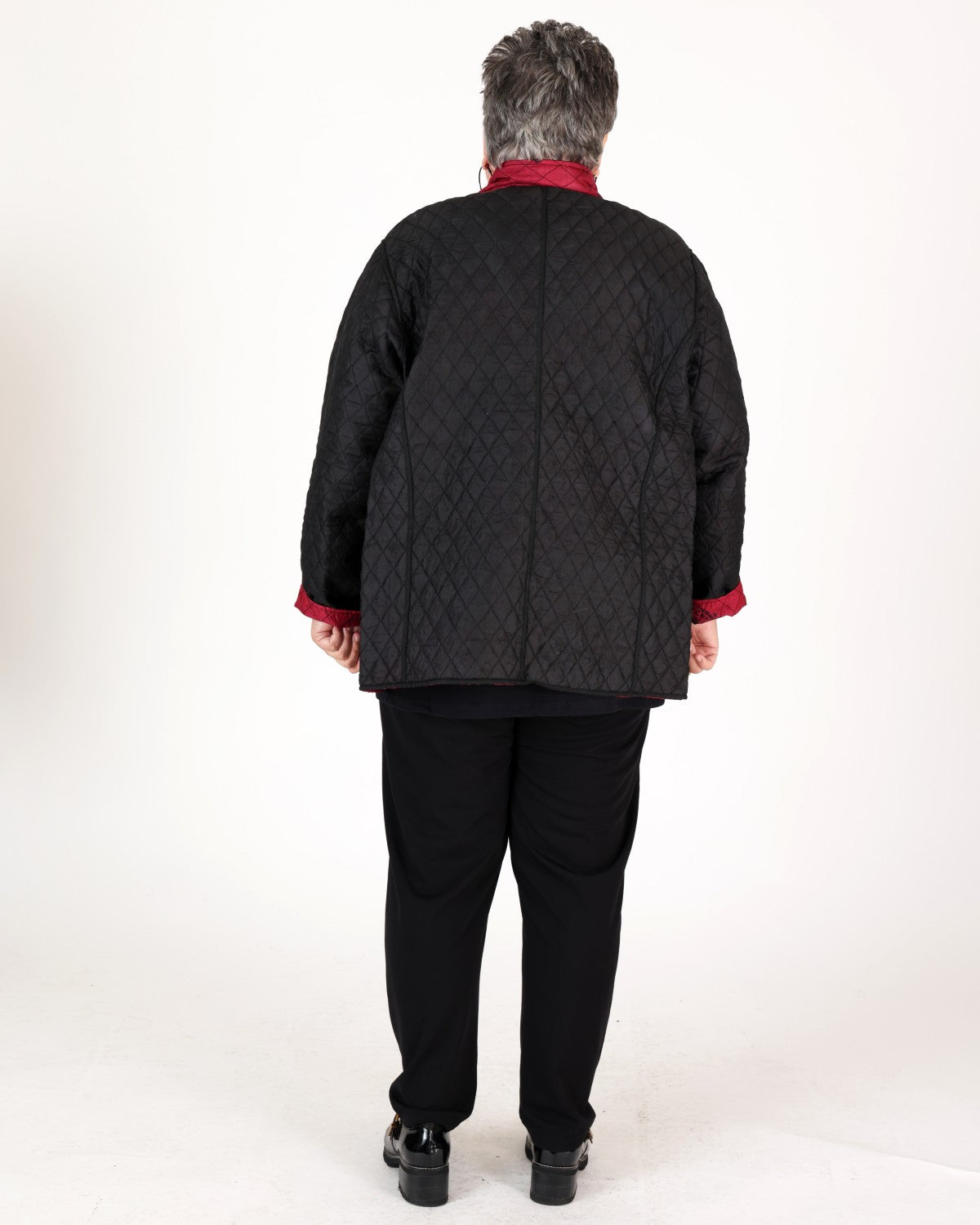 Black and Burgundy Quilted Floral Print Jacket – Parsley & Sage
