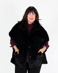 Veste boxy noire en fausse fourrure à col montant - Joseph Ribkoff