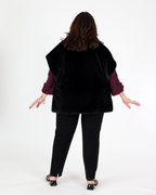 Veste boxy noire en fausse fourrure à col montant - Joseph Ribkoff