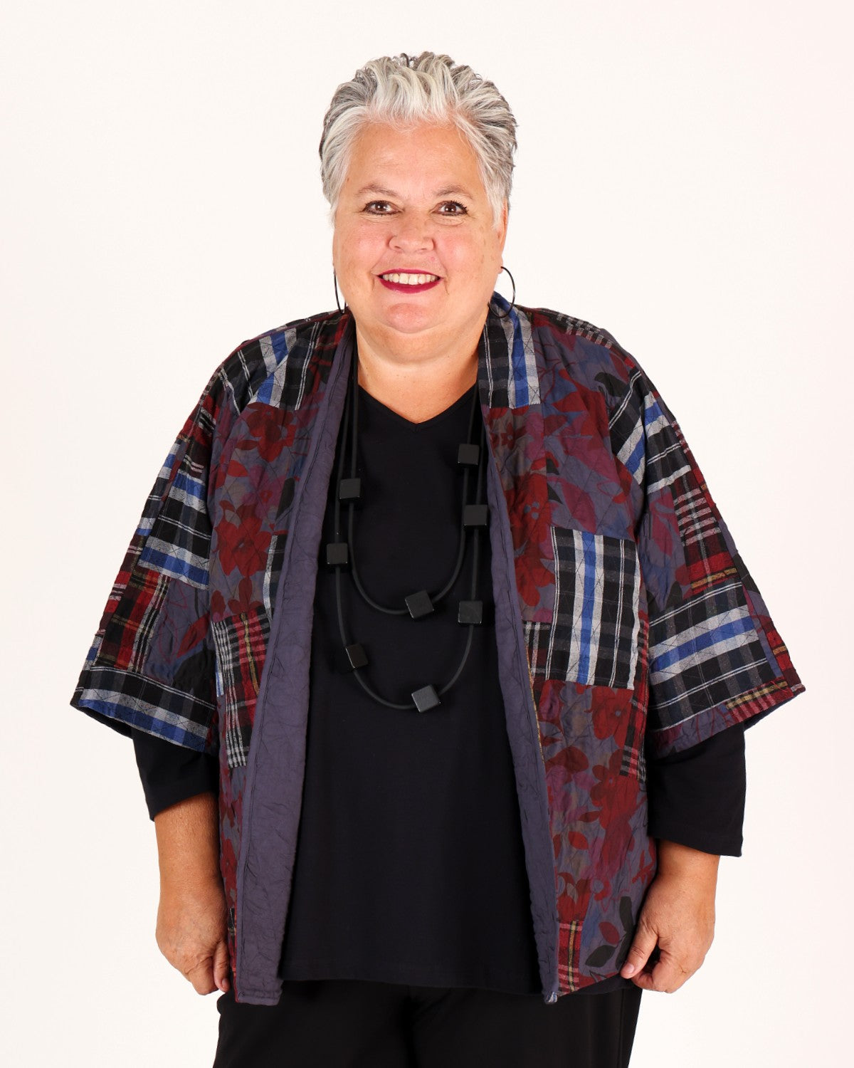 Veste réversible à carreaux et fleurs – Parsley & Sage