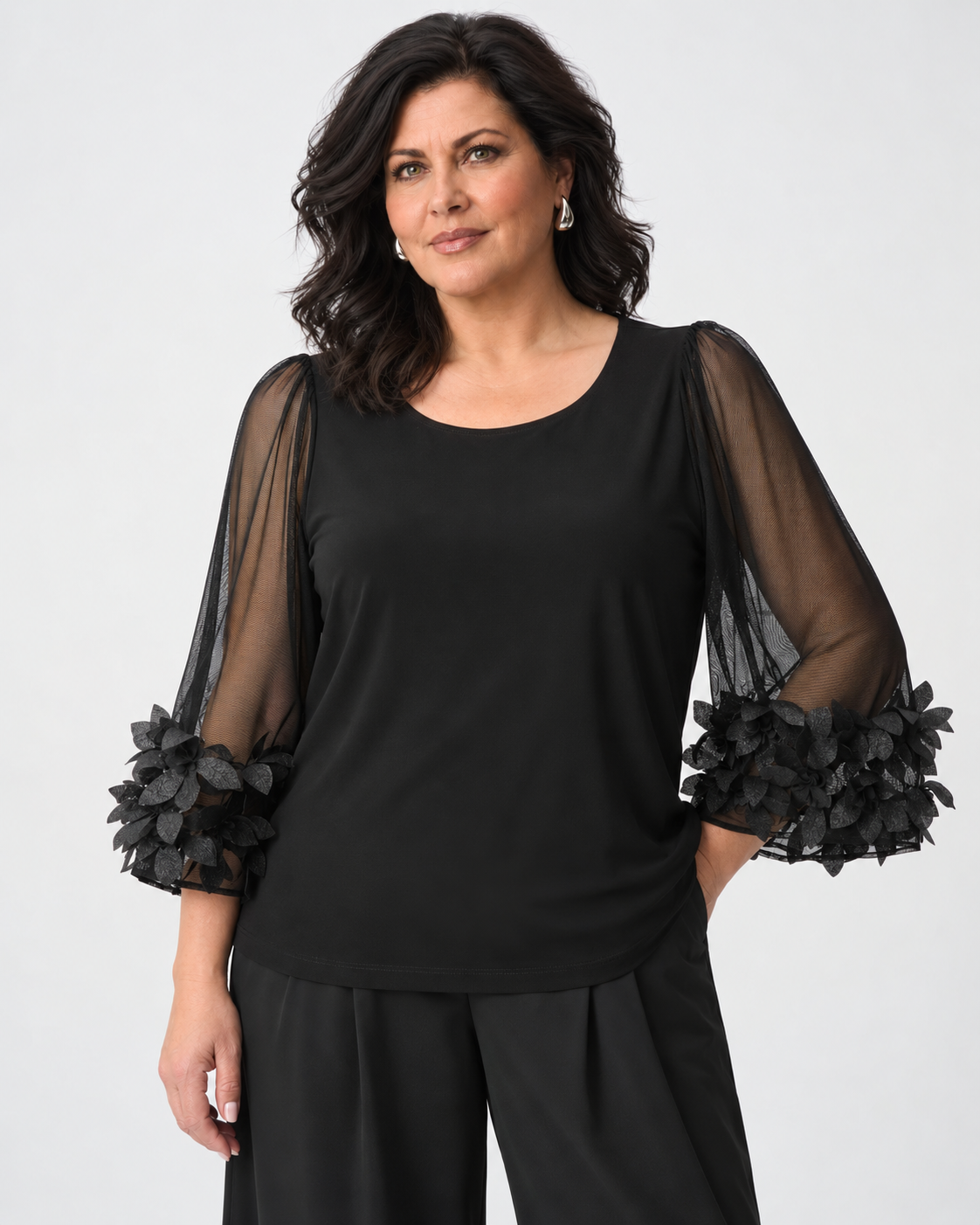Bell-sleeved embellished top - Joseph Ribkoff