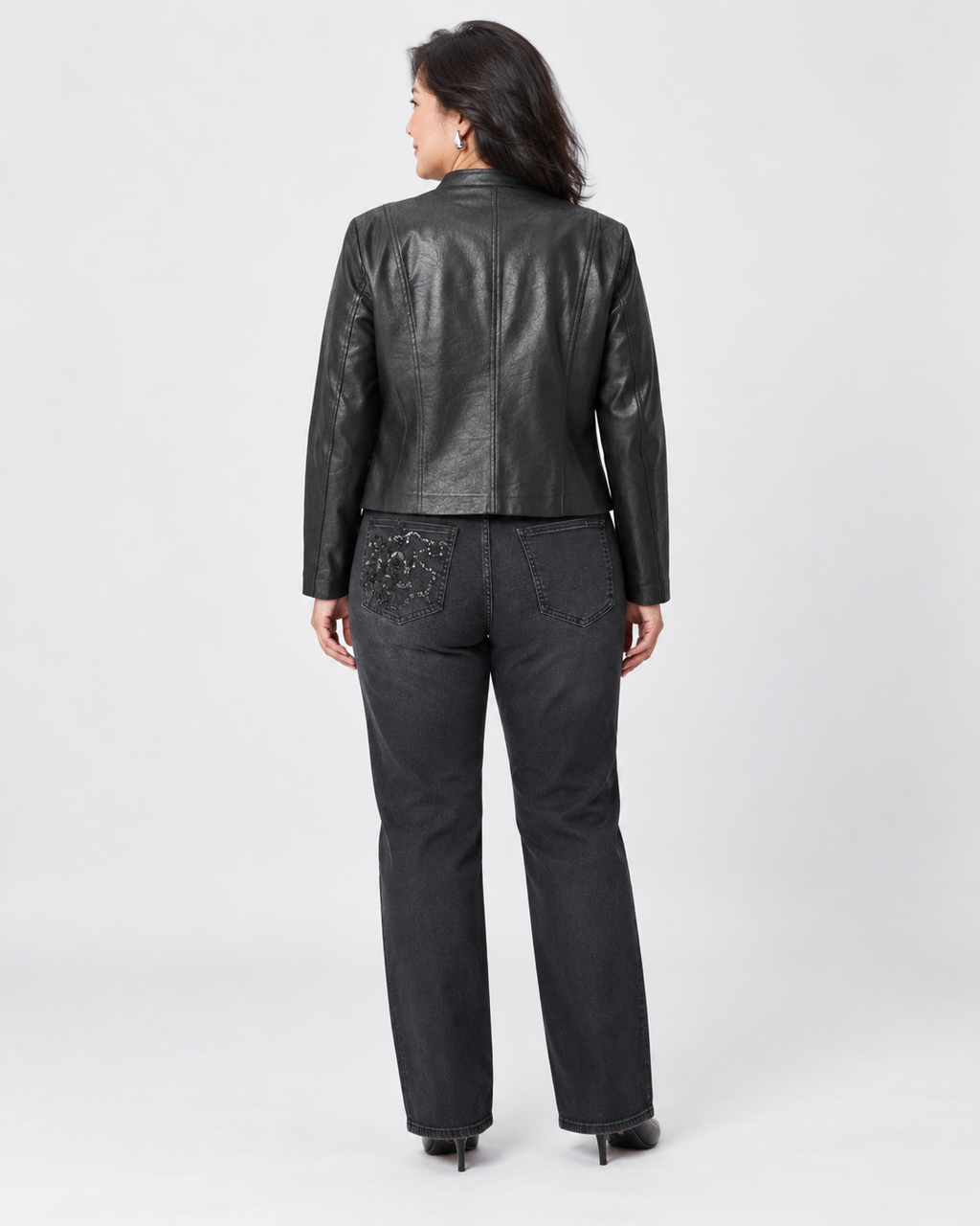 Suede jacket embellished with metallic leaves - Joseph Ribkoff