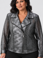 Metallic faux suede moto jacket - Joseph Ribkoff