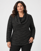 Cowl neck fancy knit tunic - Joseph Ribkoff